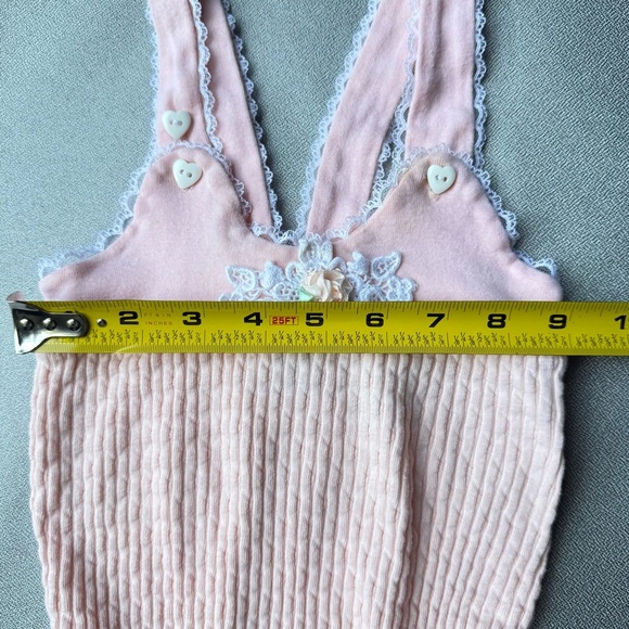 Vintage Peek-A-Babe Baby Girl Pink Bodysuit White Lace Flowers 3-6 Months - Picture 6 of 9